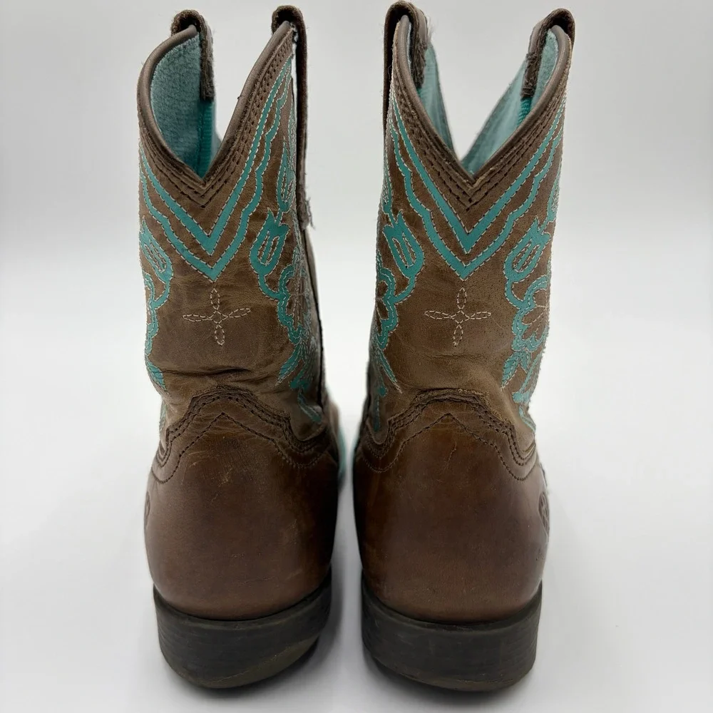 Ariat Kids Fatbaby Heritage Western Boots Size 1 Brown Turquoise Leather